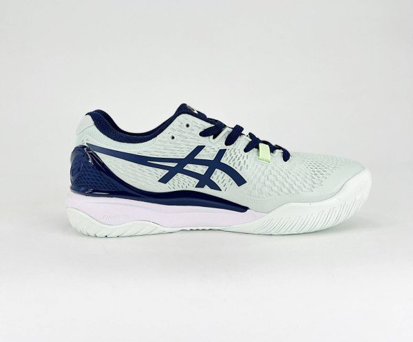 Women's ASICS Gel-Resolution 9 AC in the Pale Mint/Blue