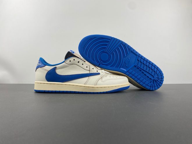 Travis Scott x Air Jordan 1 White Blue Fragment (2025) - Image 6