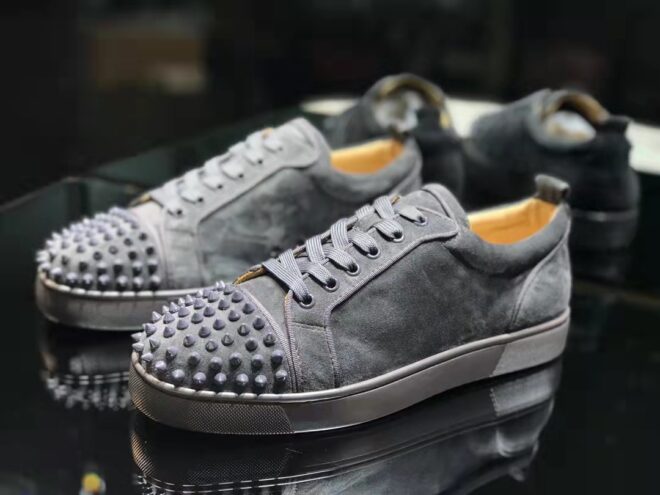 Christian Louboutin Louis Junior Spikes Orlato Low-Top Sneakers Gray - Image 2