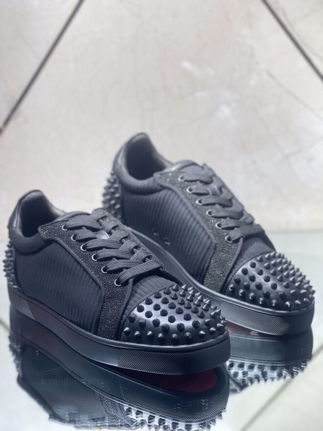 Christian Louboutin Junior Spikes Cotton Sneaker - Image 7