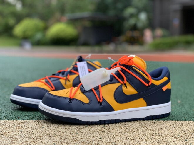 Nike Dunk Low Off-White University Gold Midnight Navy - Image 11