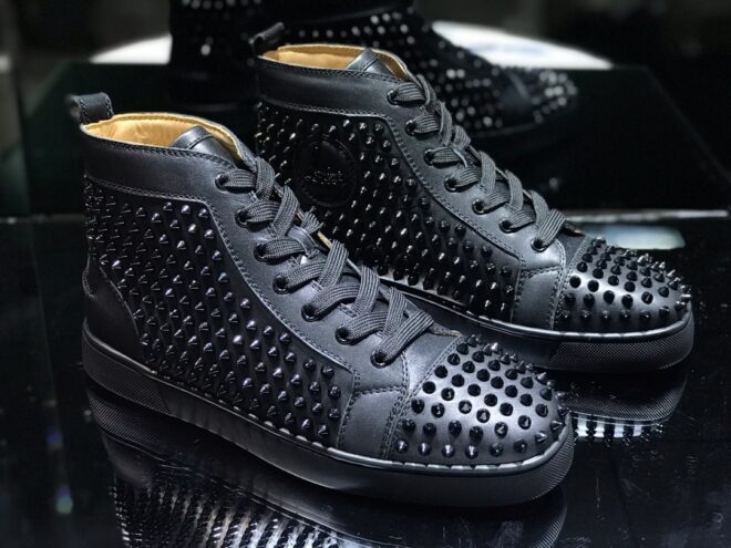 Christian Louboutin Louis Spikes Sneakers Calf leather and spikes Black - Image 5