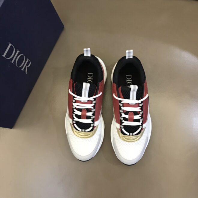 DIOR B22 Sneaker White Black Burgundy Gold - Image 5