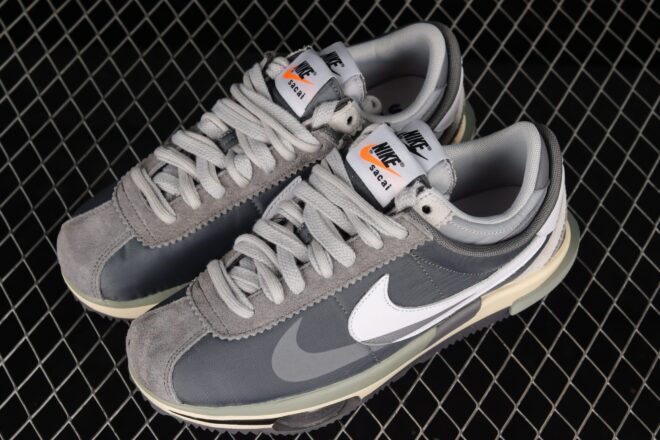 Sacai x Nike Zoom Cortez 4.0 Dark Grey White Green - Image 8