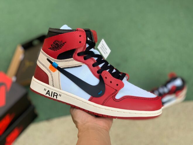 OFF WHITE Air Jordan 1 Chicago Red Extended Size - Image 8