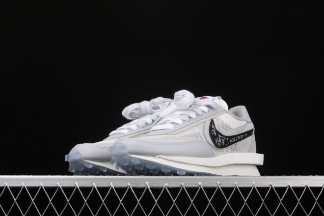 Dior x Sacai x Nk LVD Waffle Daybreak, Swoosh Silver - Image 6