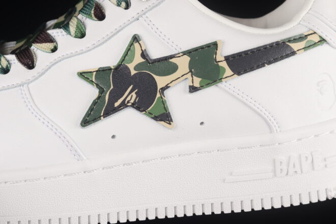 A Bathing Ape Bape STA Low White ABC Camo Green - Image 7