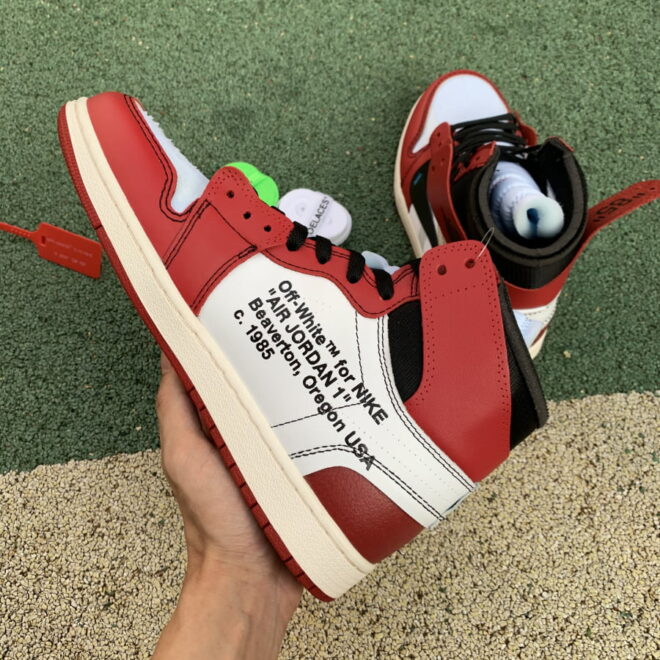 OFF WHITE Air Jordan 1 Chicago Red Extended Size - Image 13