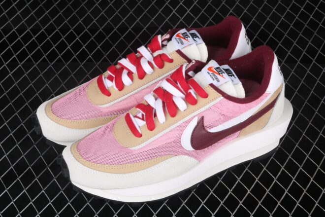 Sacai x Nk LVD Waffle Daybreak, Swoosh Pink Grey White - Image 4