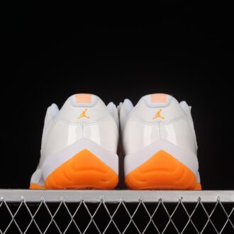 ’ featuring vibrant orange accents and a classic white leather upper.||||||||||