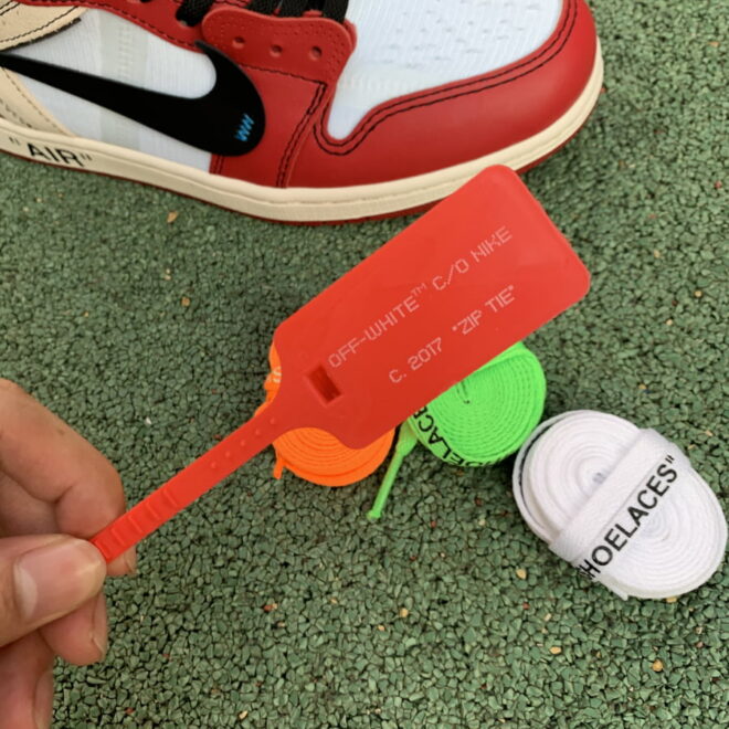 OFF WHITE Air Jordan 1 Chicago Red Extended Size - Image 14