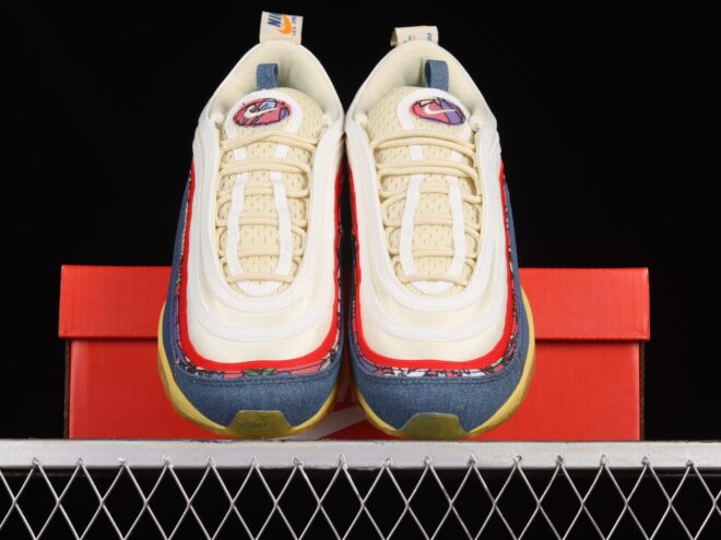 Nike Air Max 97 Coconut Milk Fossil Denim Red - Image 9