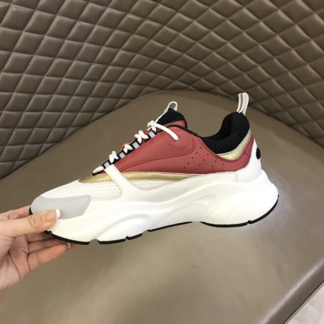 DIOR B22 Sneaker White Black Burgundy Gold - Image 4