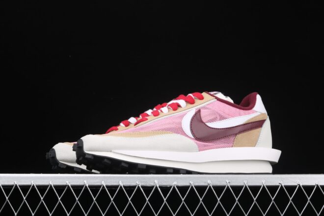 Sacai x Nk LVD Waffle Daybreak, Swoosh Pink Grey White - Image 3