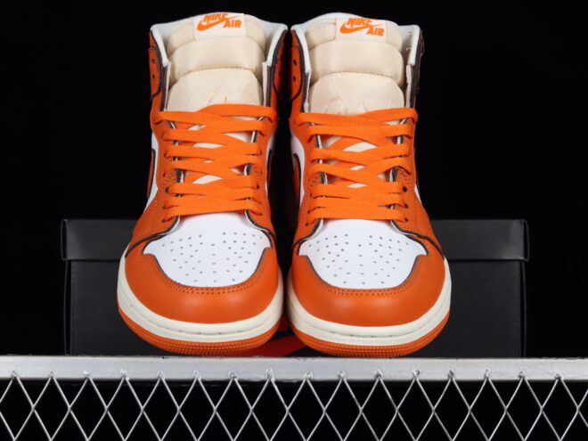 Air Jordan 1 High "Starfish", White/Orange Red - Image 9