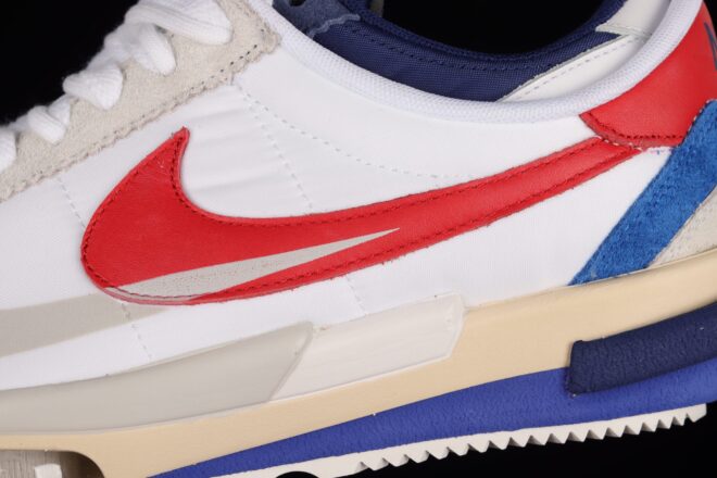 Sacai x Nike Cortez White Red Navy Blue - Image 5