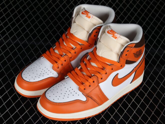 Air Jordan 1 High "Starfish", White/Orange Red - Image 11