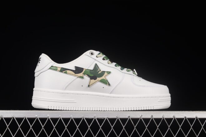 A Bathing Ape Bape STA Low White ABC Camo Green - Image 8