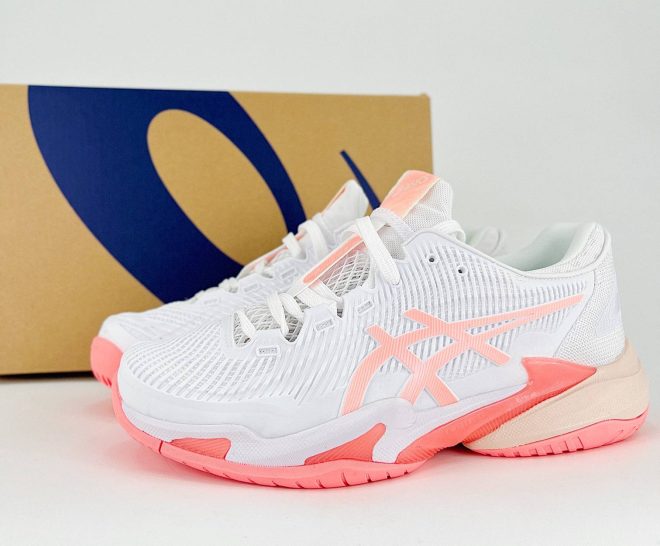 Women's ASICS Court FF 3 White/Sun Coral - Image 3