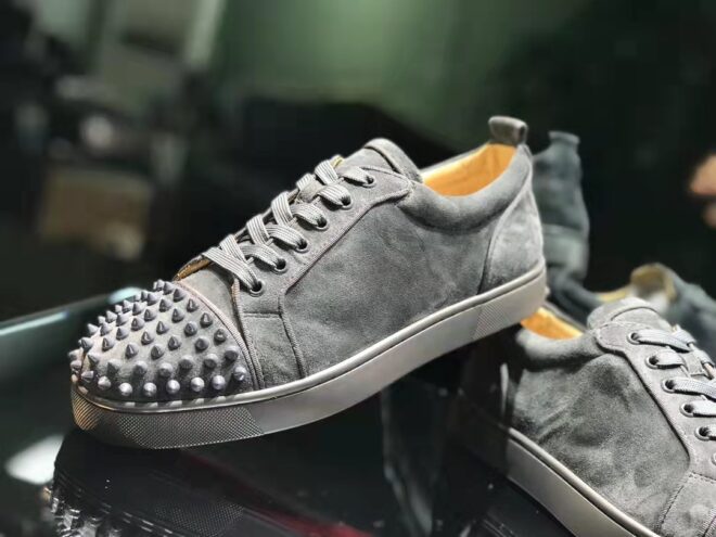 Christian Louboutin Louis Junior Spikes Orlato Low-Top Sneakers Gray - Image 6