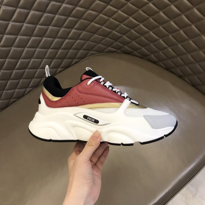 DIOR B22 Sneaker White Black Burgundy Gold - Image 2