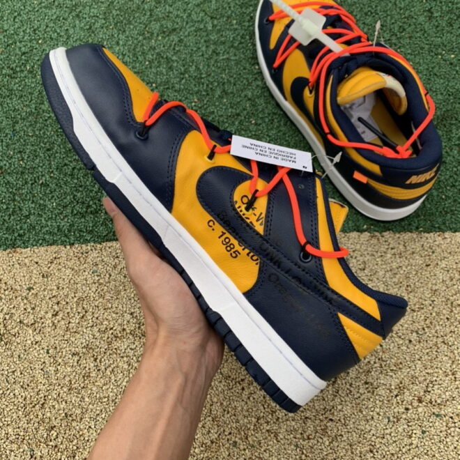 Nike Dunk Low Off-White University Gold Midnight Navy - Image 19