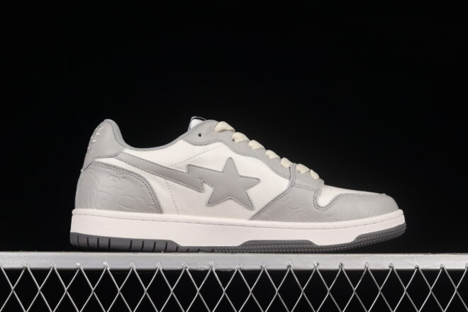 A Bathing Ape Bape STA Sk8 White Grey - Image 3