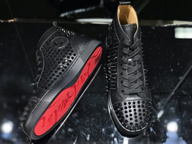 Christian Louboutin Louis Spikes Sneakers Calf leather and spikes Black - Image 2