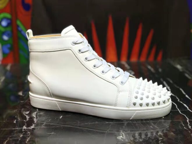 Christian Louboutin Lou Spikes Sneakers Calf leather White - Image 4