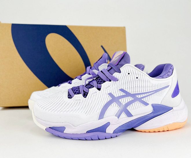 Women’s ASICS Court FF 3 White and Purple - Image 9