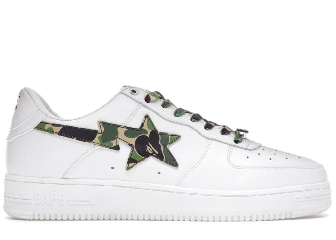 A Bathing Ape Bape STA Low White ABC Camo Green - Image 2