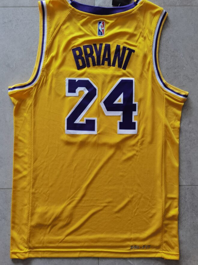 75th Anniversary NBA Lakers No. 24 Kobe Bryant Retro Yellow Jersey - Image 2