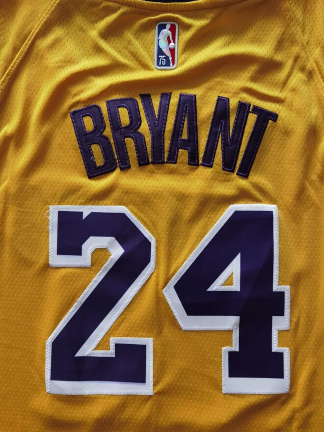 75th Anniversary NBA Lakers No. 24 Kobe Bryant Retro Yellow Jersey - Image 4