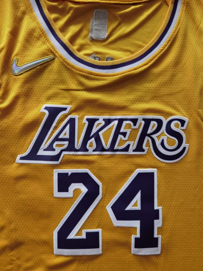 75th Anniversary NBA Lakers No. 24 Kobe Bryant Retro Yellow Jersey - Image 3