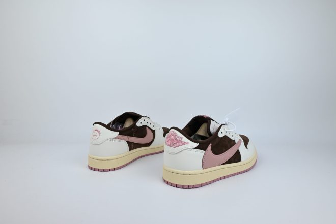 Travis Scott x Air Jordan 1 Low Pink & Brown Custom - Image 7