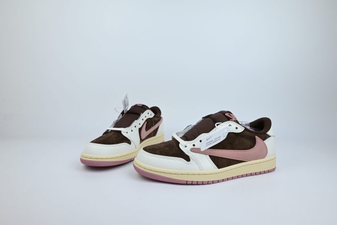 Travis Scott x Air Jordan 1 Low Pink & Brown Custom - Image 4