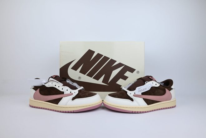 Travis Scott x Air Jordan 1 Low Pink & Brown Custom - Image 2