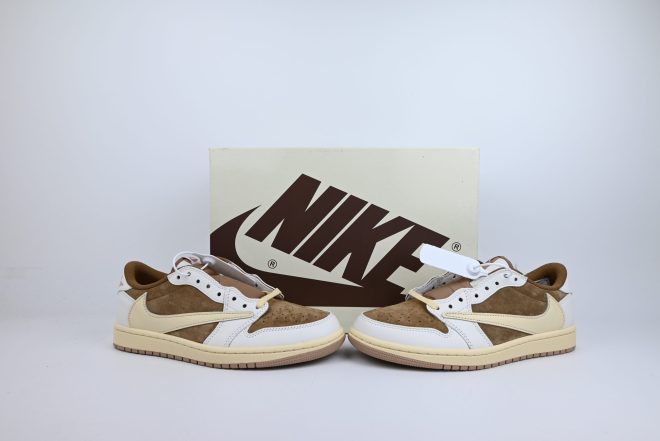 Travis Scott x Air Jordan 1 Low Brown & White Custom - Image 2