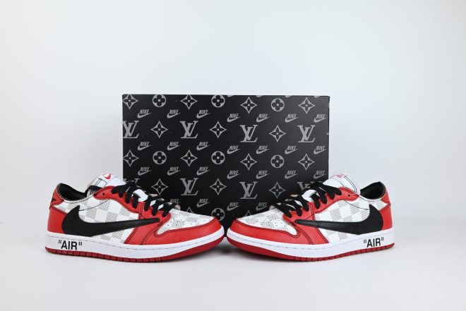 Travis Scott x Air Jordan 1 Retro Low Custom Red - Image 6