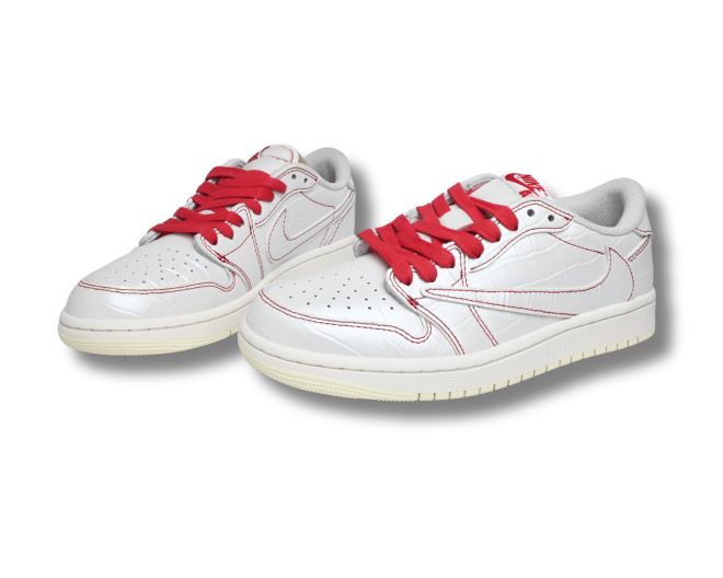 Travis Scott Jordan 1 Low Red/white Custom - Image 4