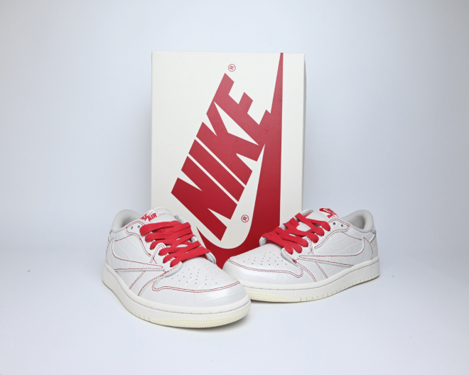 Travis Scott Jordan 1 Low Red/white Custom - Image 6