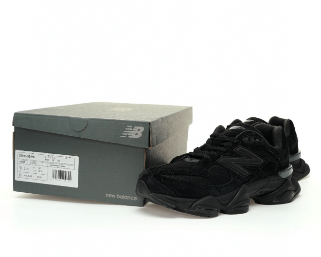 New Balance 9060 Triple Black Patent - Image 5