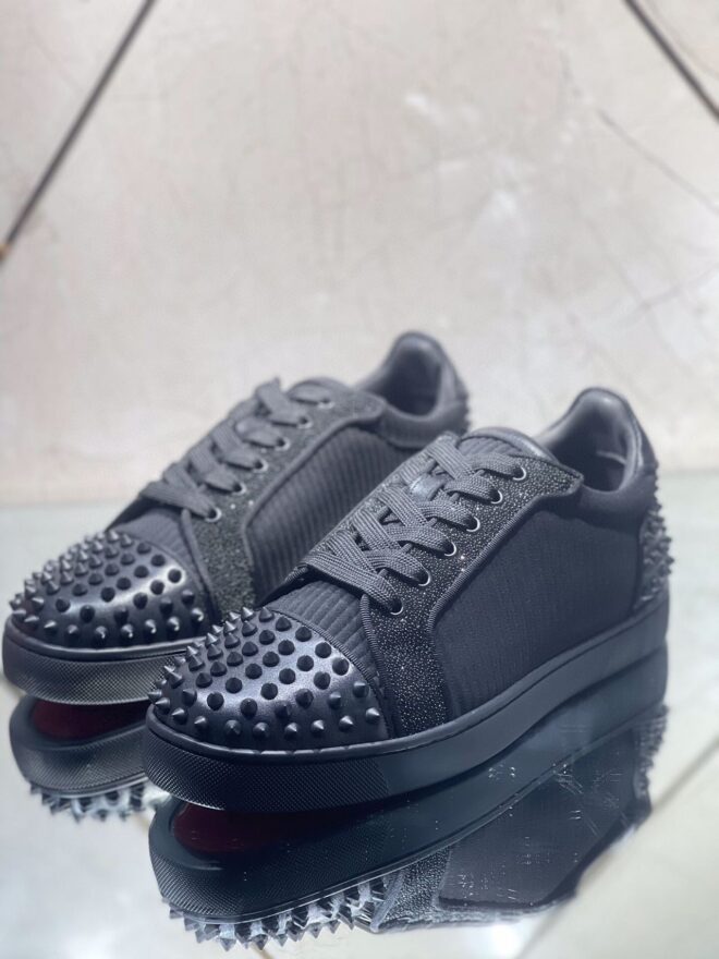 Christian Louboutin Junior Spikes Cotton Sneaker - Image 9