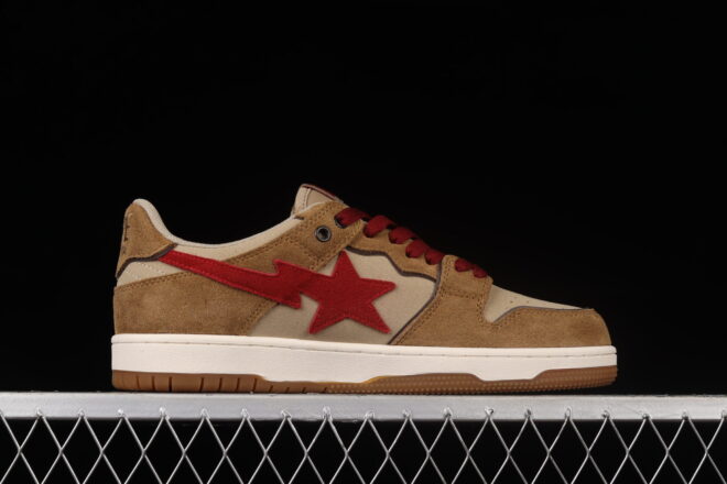 A Bathing Ape Bape Sk8 STA Low Light Brown Red - Image 3