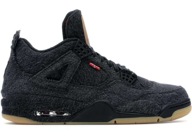 Experience Replica Air Jordan 4 Retro Levi's Black combining classic denim styling with the iconic Jordan silhouette