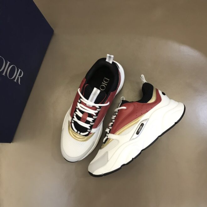 DIOR B22 Sneaker White Black Burgundy Gold - Image 7