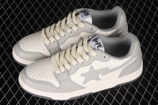 A Bathing Ape Bape STA Sk8 White Grey - Image 6