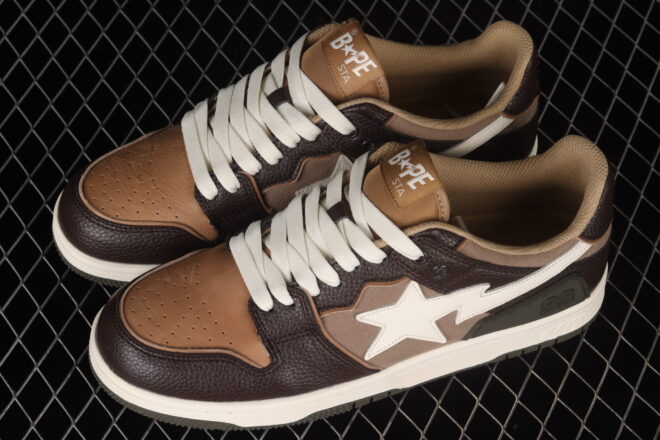 A Bathing Ape Bape SK8 STA Brown Ivory - Image 3