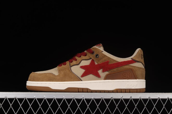 A Bathing Ape Bape Sk8 STA Low Light Brown Red - Image 5