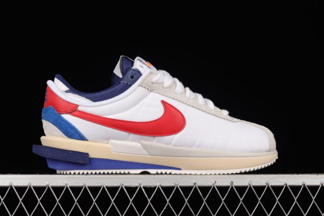 Sacai x Nike Cortez White Red Navy Blue - Image 8